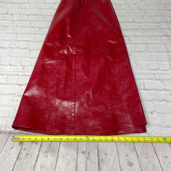 Eloquii Women Faux Leather A-Line Patent Red Skirt Zipper Plus Size 22 M273 -15 - Picture 9 of 16
